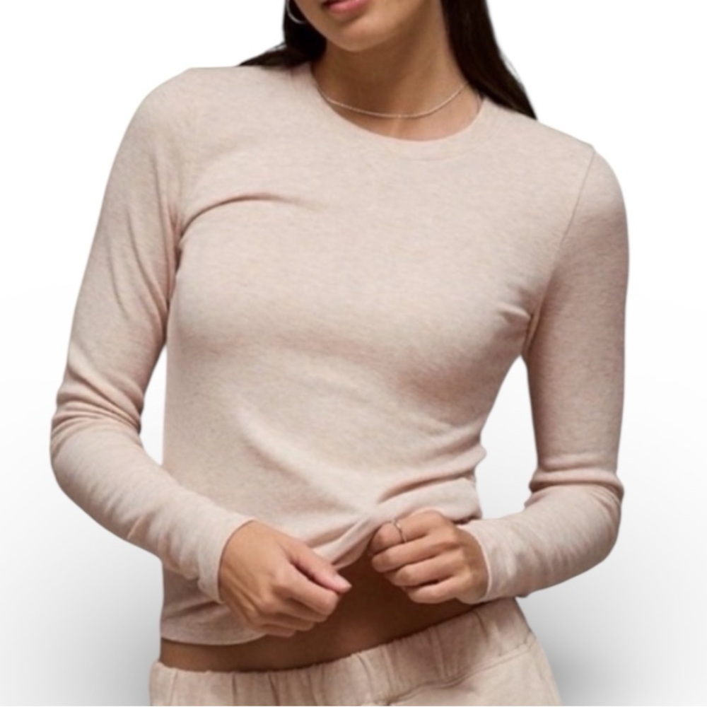 American Eagle Cozy Crew Neck Long Sleeve Tee NWT Size XS Oatmeal